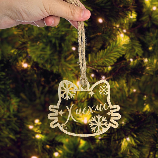 Personalized Wood Christmas Ornament: Laser Cut Xmas Decor