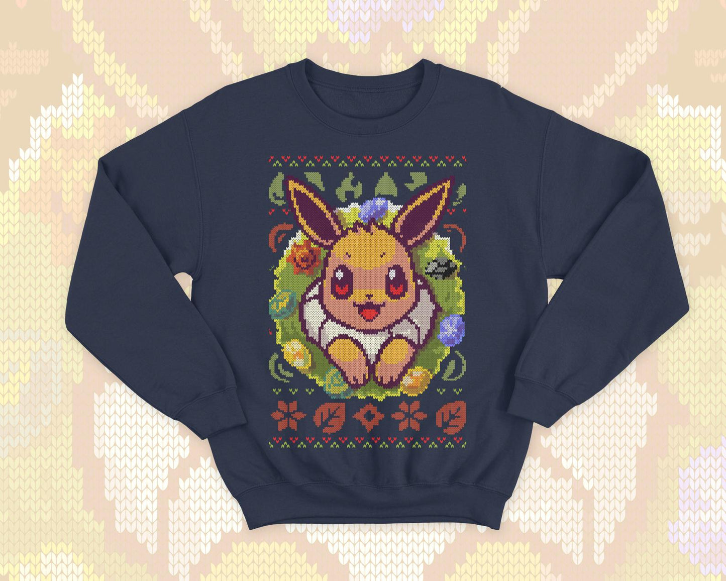 Eeveelution gamer Ugly Christmas - Cute and Kawaii sweatshirt gift - video game monster - Evolution stones - moon - sun - pixel art