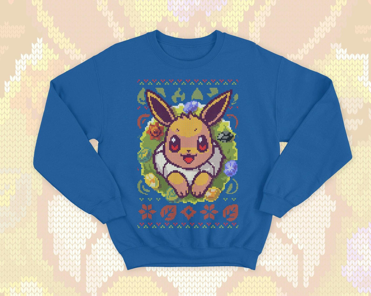 Eeveelution gamer Ugly Christmas - Cute and Kawaii sweatshirt gift - video game monster - Evolution stones - moon - sun - pixel art