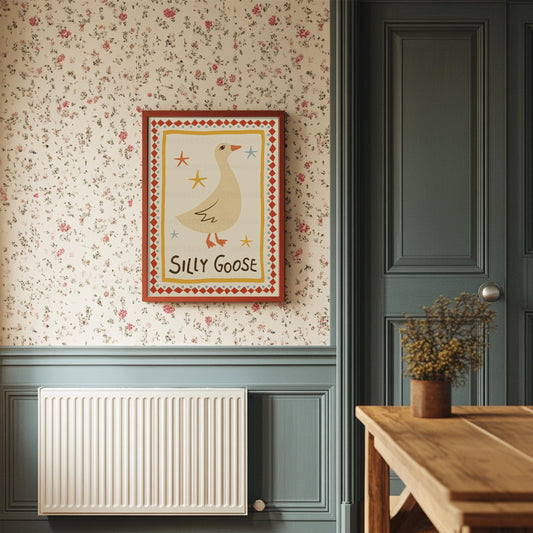 Silly Goose Print, Trendy Wall Art, Apartment Decor, Retro Wall Art, Quirky Wall, Nursery Art, Cottage Core Decor