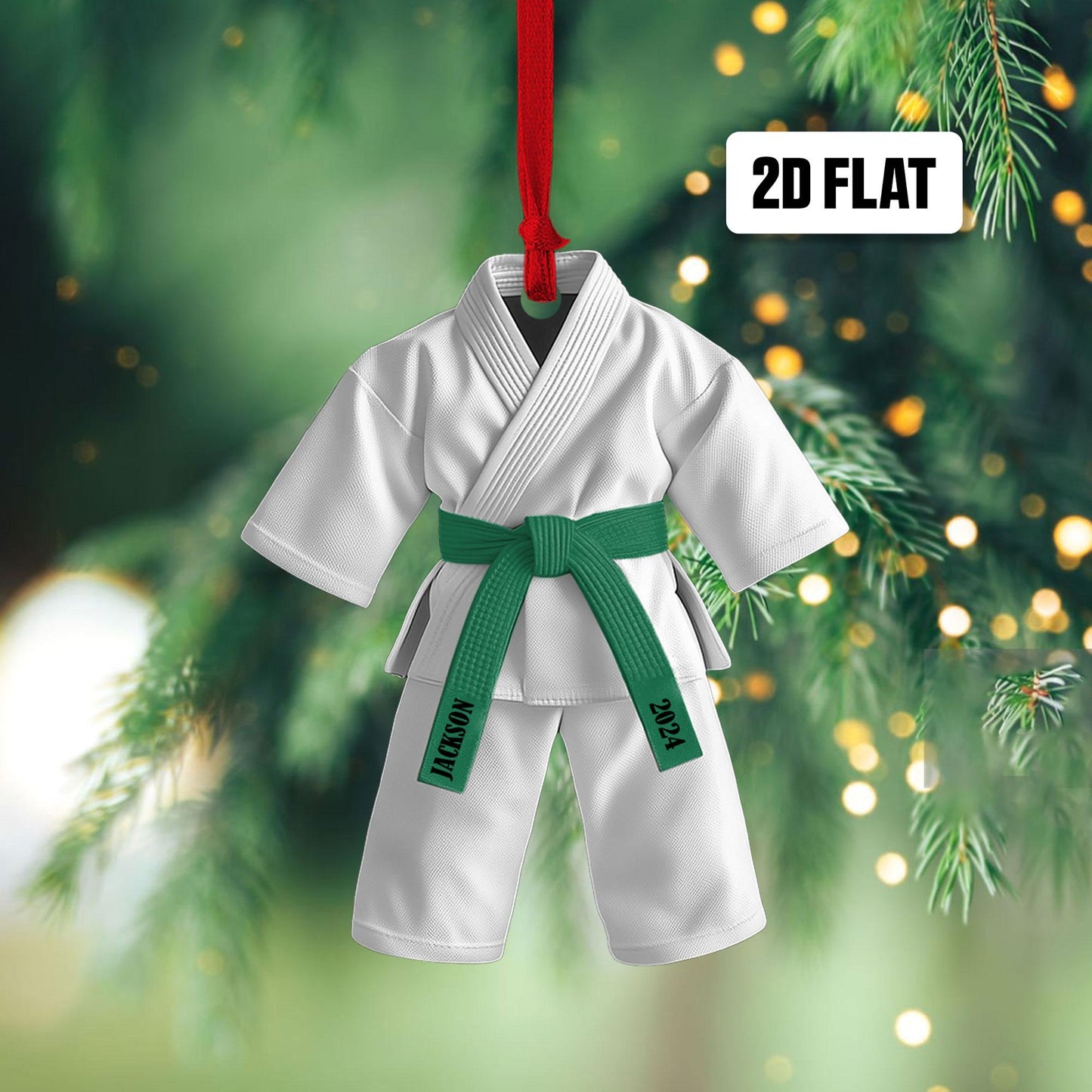 Personalized Black Belt Karate Taekwondo 2D Flat Ornament, Custom Ornament, Martial Arts Gift, Karate Gift, Sports Ornament Gift for Him,Her