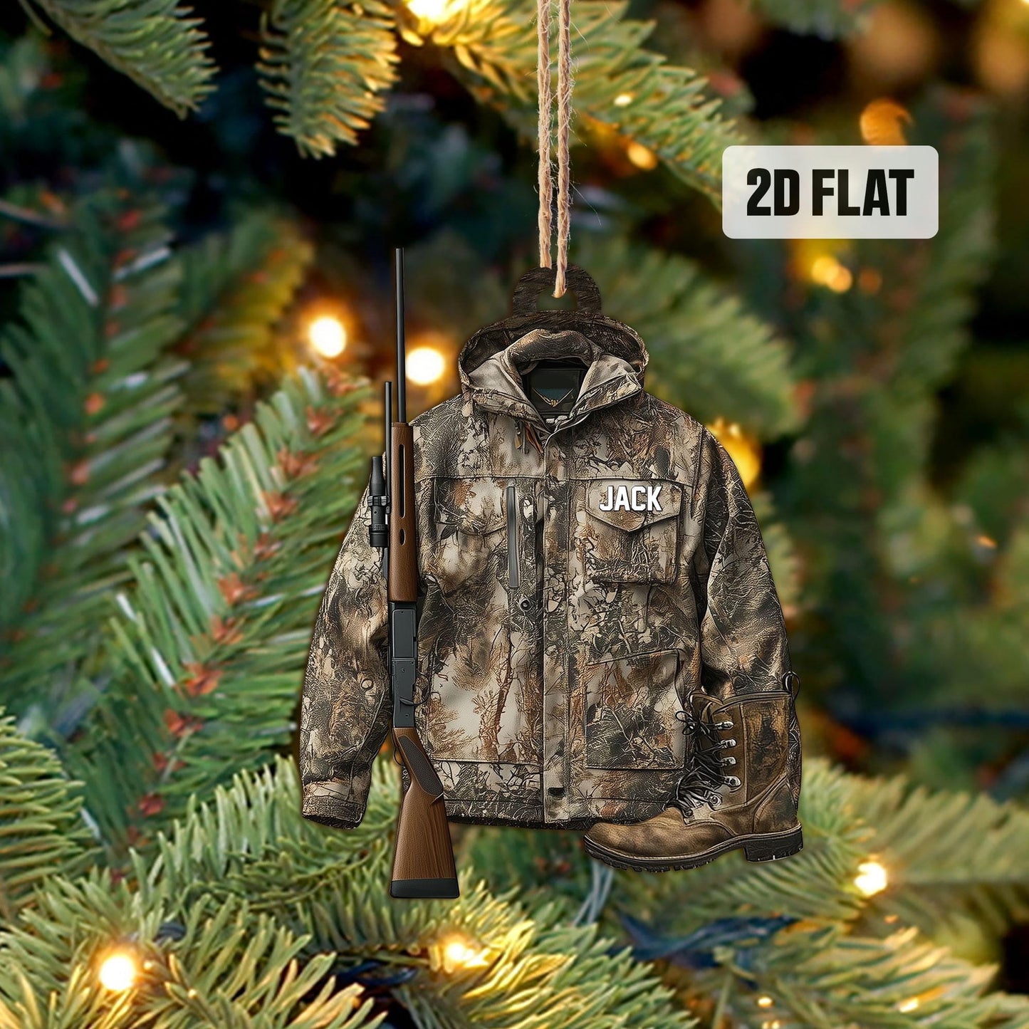 Personalized Hunting 2D Flat Ornament, Custom Hunting Christmas Tree Ornament, Hunting Vest  Christmas Decor, Gift for Hunter, Dad, Husband