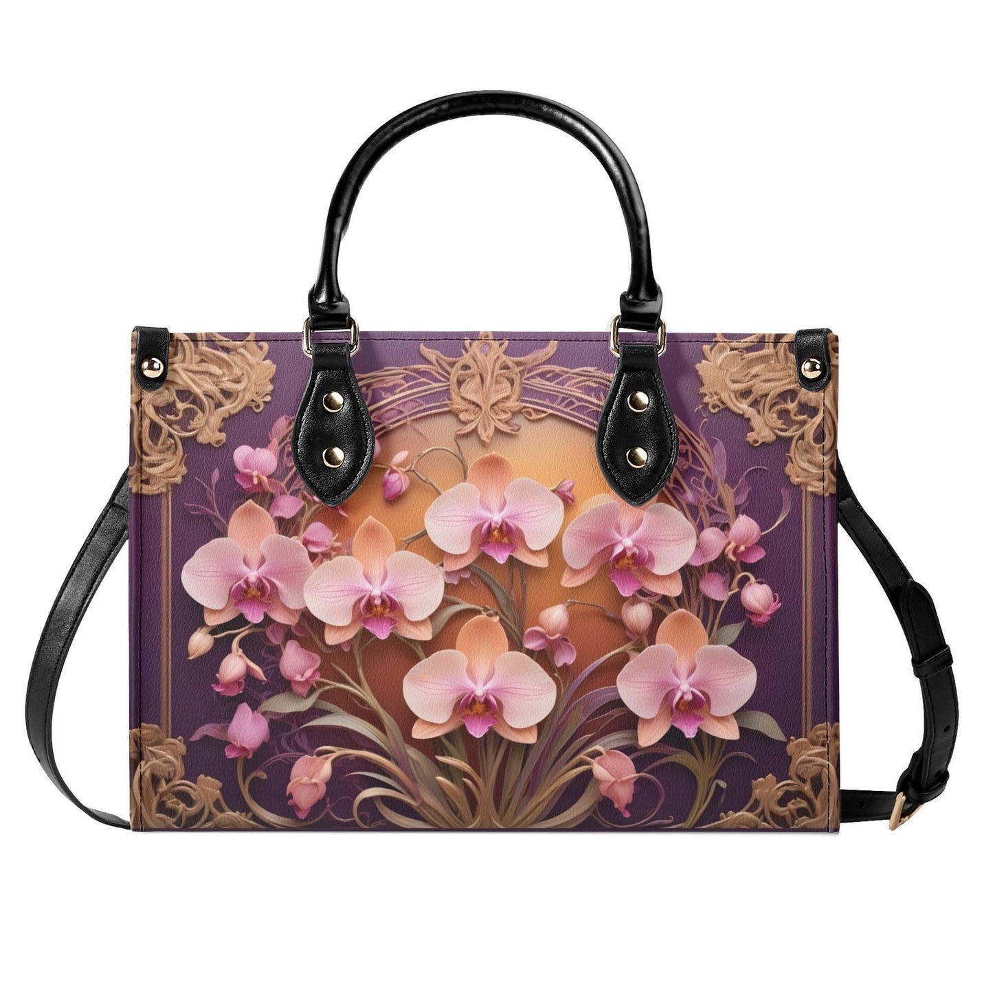 Orchids Crossbody Bag - Floral Vegan Leather Designer Purse, Unique Gift for Women