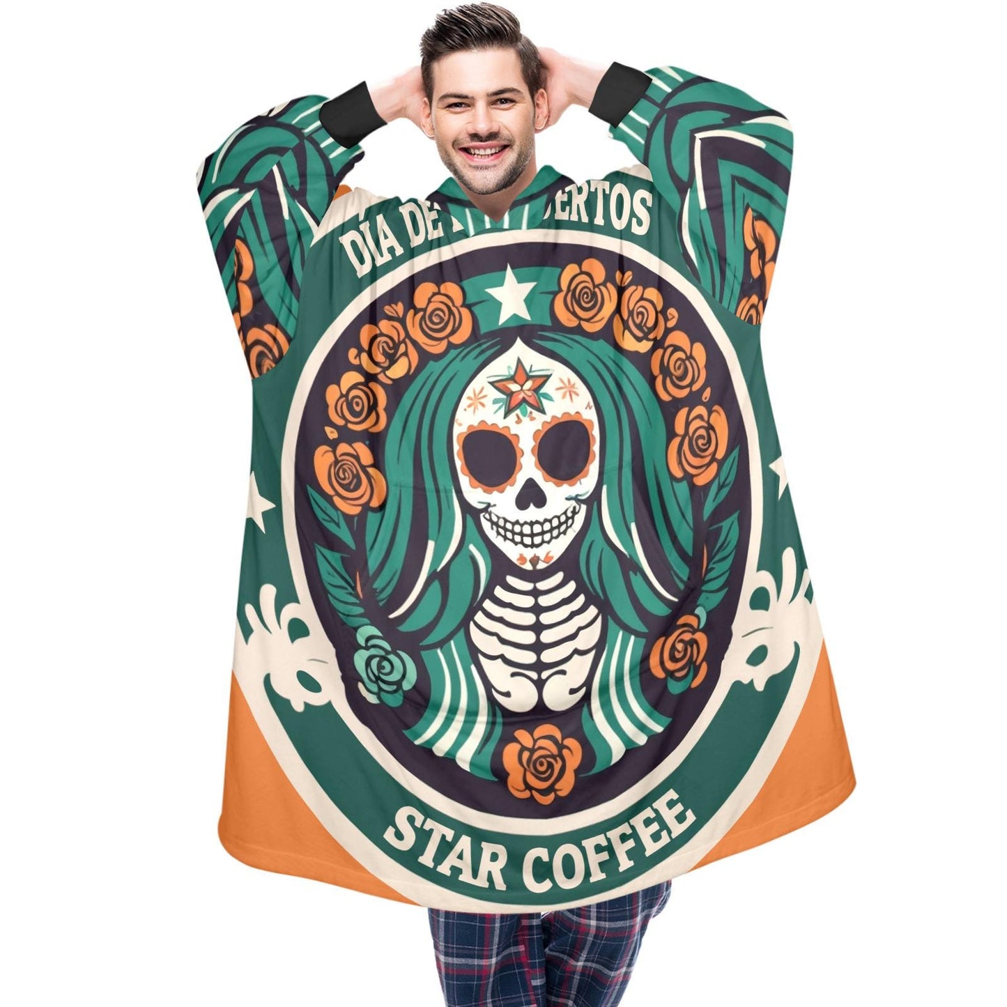 Day of the Dead Blanket Hoodie Coffee personalized blankets hoodie Chicano Día De Los Muertos Blanket day of the dead Blanket