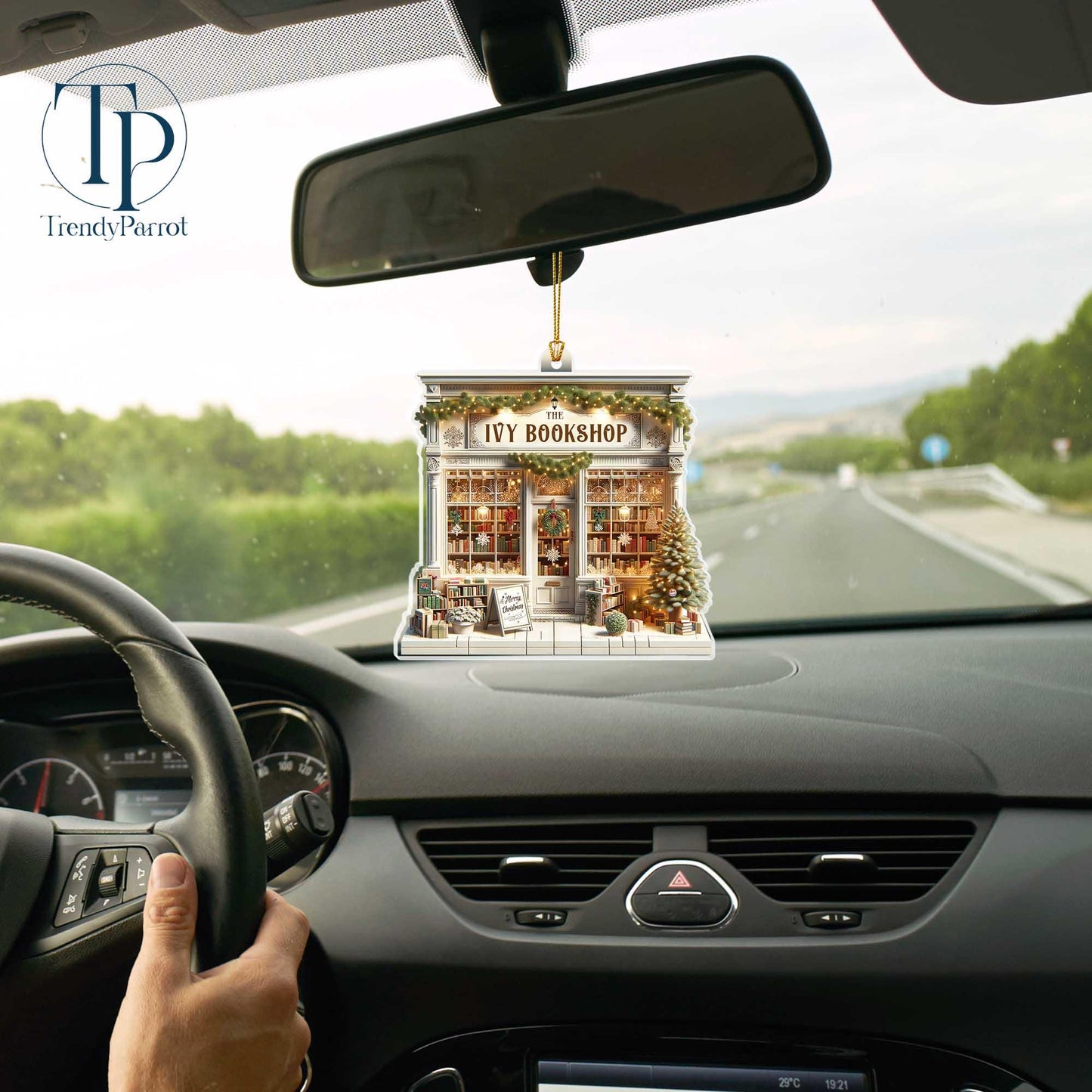 Personalized Book Store Acrylic 2D Flat Ornament Not 3D, Custom Name Bookshop Ornament, Christmas Bookstore Ornament For Book Lovers Gifts