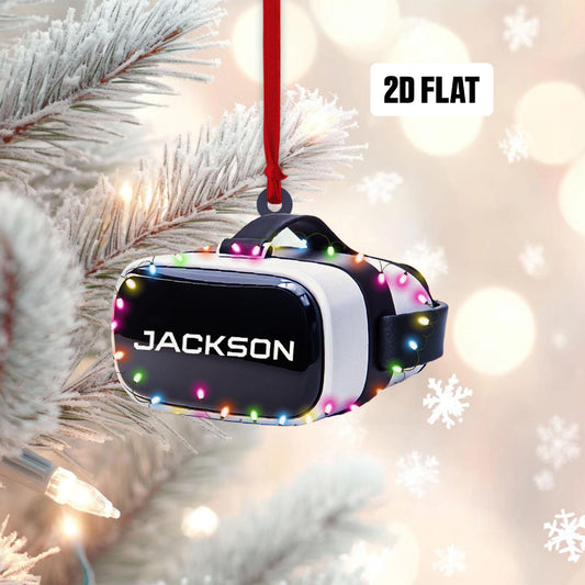 Personalized VR Headset 2D Flat Ornament, Custom Name Virtual Reality Ornament, VR Controller Ornament, Metaverse Holiday Ornament Gift