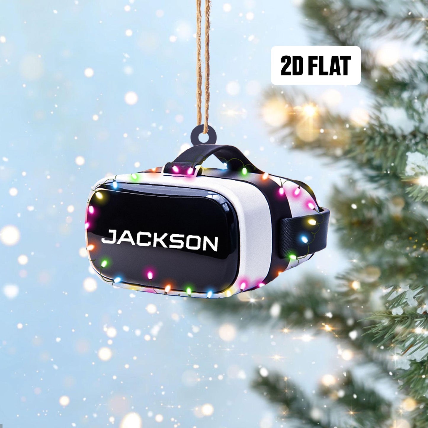 Personalized VR Headset 2D Flat Ornament, Custom Name Virtual Reality Ornament, VR Controller Ornament, Metaverse Holiday Ornament Gift
