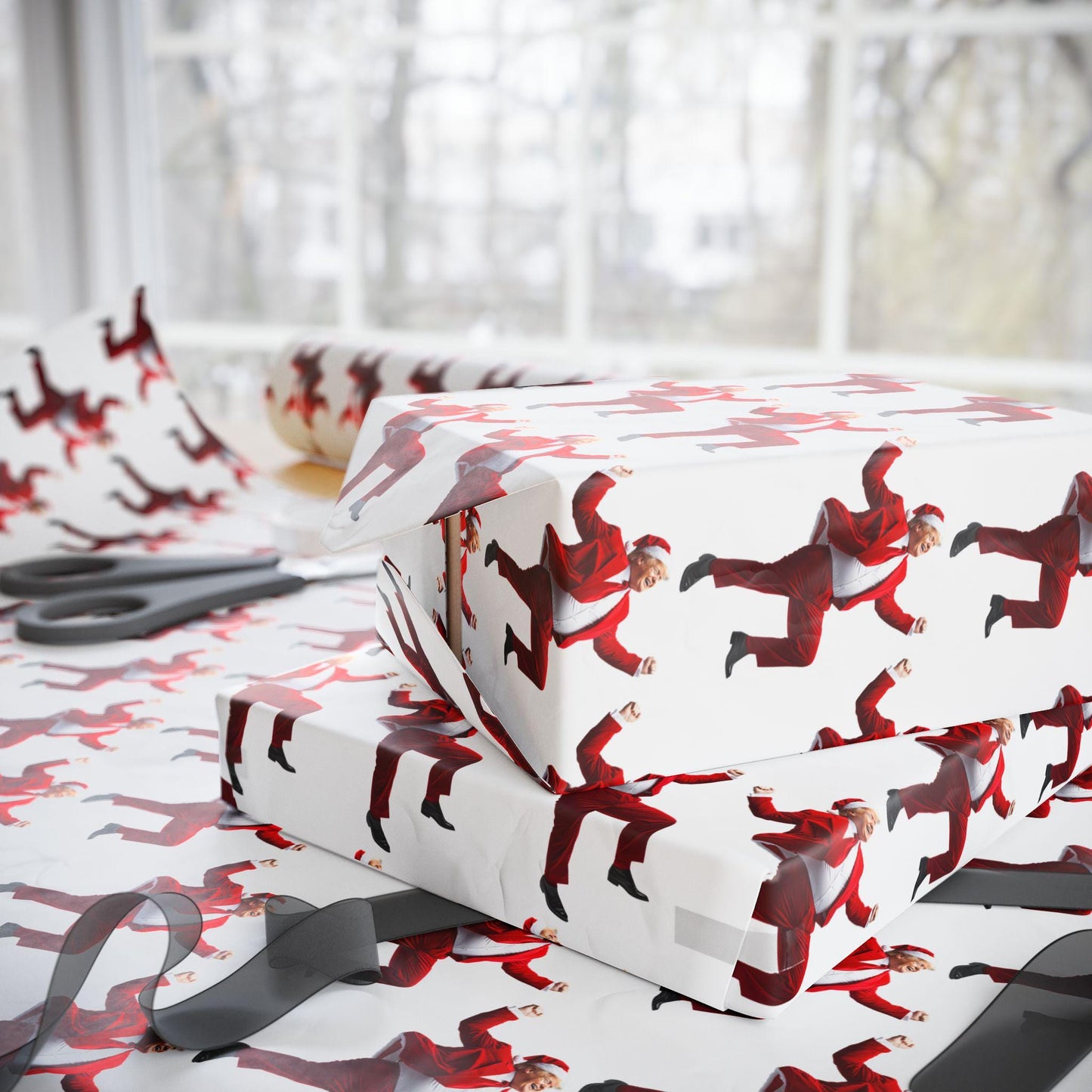 Christmas Trump Wrapping Papers, Dancing Trump MAGA, Festive Gift Wrap, Holiday Present Xmas Packaging, White elephant gift
