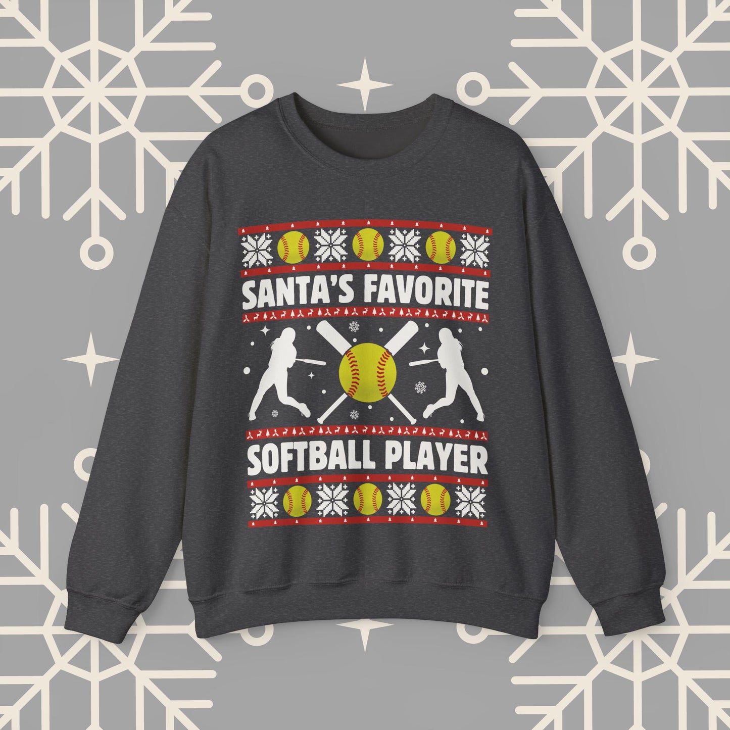 Christmas Softball Sweatshirt, Santa's Favorite Softball Player Ugly Christmas , Holiday Sports Pullover, Softball Gifts
