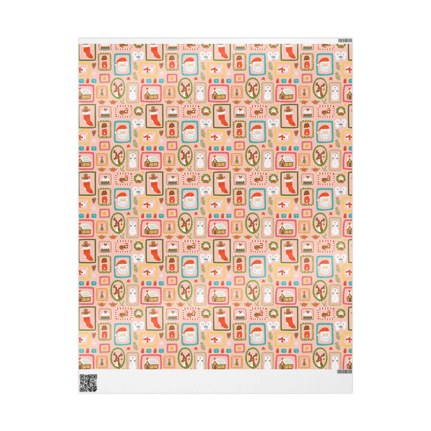 Pink Vintage Christmas Gift Wrapping Paper | Retro Patchwork Holiday Gift Wrap | Pink Custom Gift Wrap