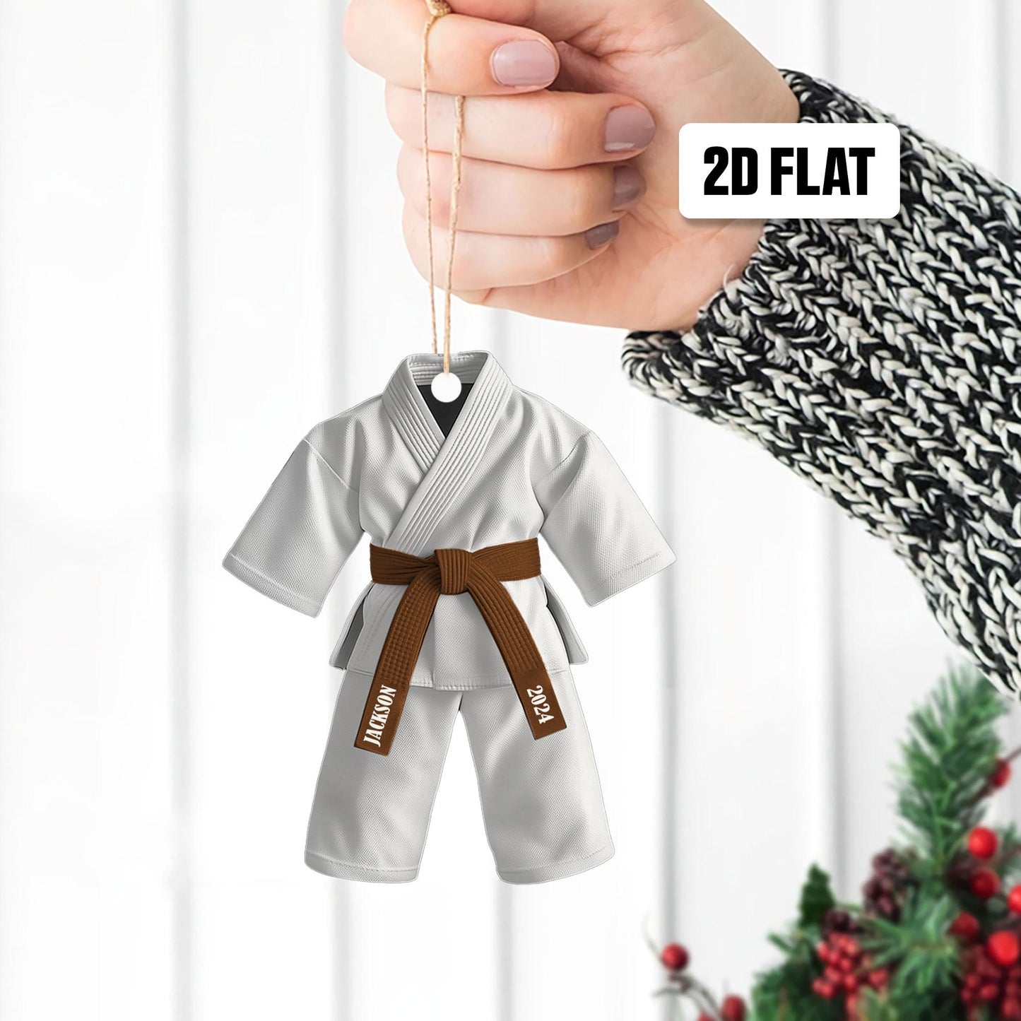 Personalized Black Belt Karate Taekwondo 2D Flat Ornament, Custom Ornament, Martial Arts Gift, Karate Gift, Sports Ornament Gift for Him,Her