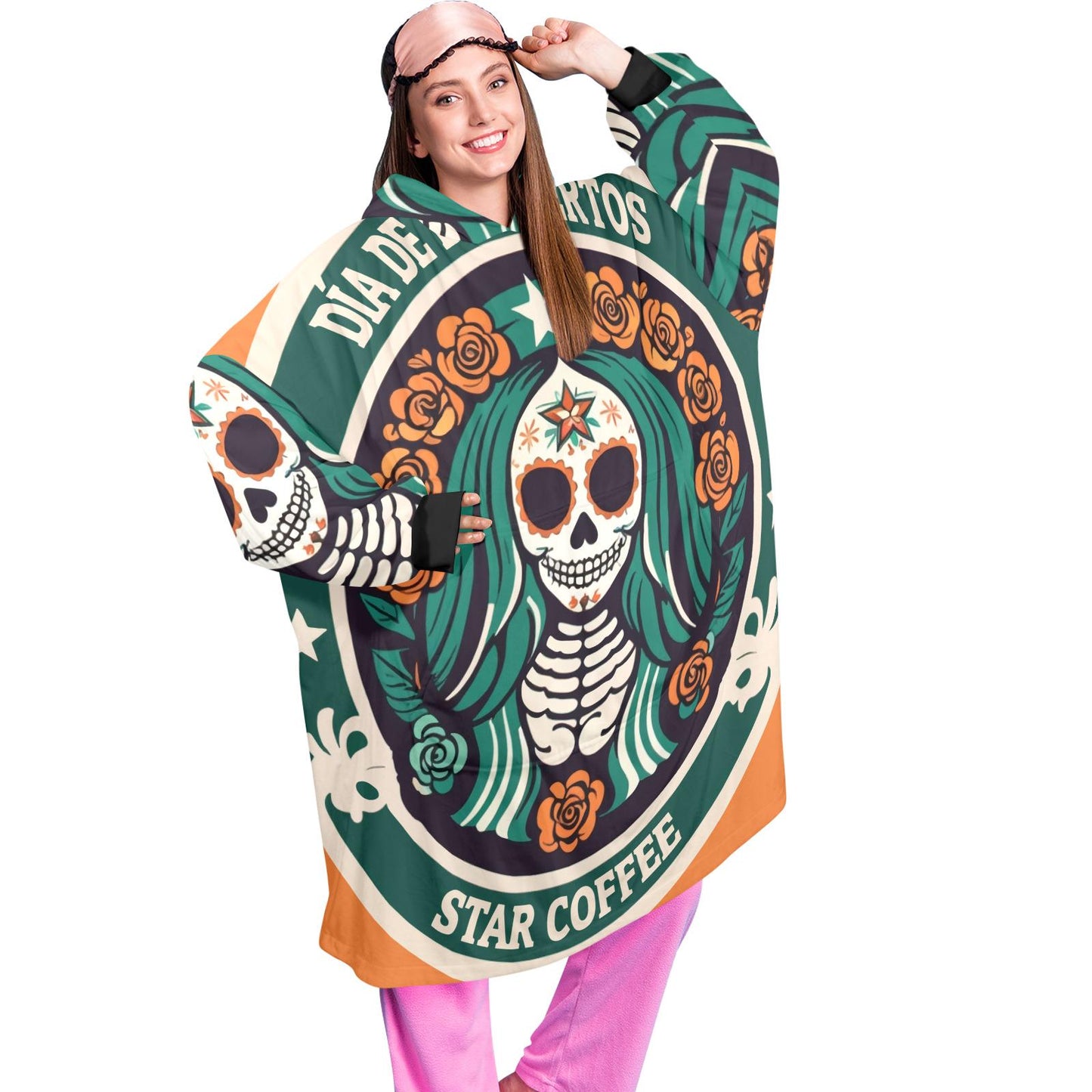 Day of the Dead Blanket Hoodie Coffee personalized blankets hoodie Chicano Día De Los Muertos Blanket day of the dead Blanket
