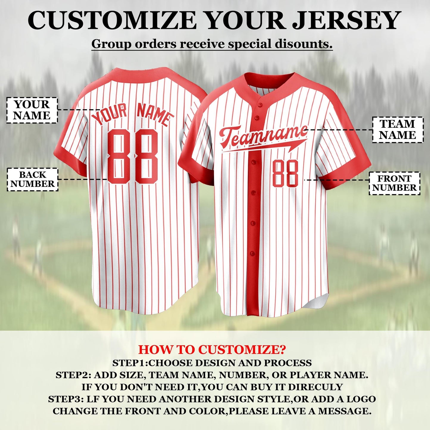 Custom Stripe Baseball Jersey Personalized Team Name and Number Stitched or Printed Custom Baseball Shirt for Men Women and Youth