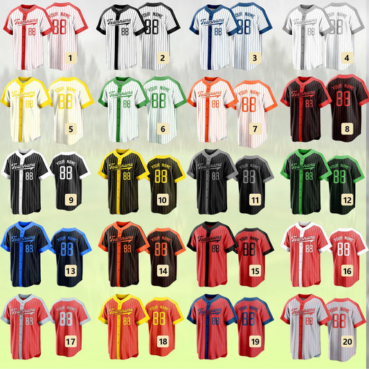 Custom Stripe Baseball Jersey Personalized Team Name and Number Stitched or Printed Custom Baseball Shirt for Men Women and Youth