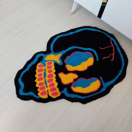 Skull Rug,Tufted Rug,Gothic Rug,Living Room Rug,Fear Rug,Fear Decor,Custom Rug,Modern Rug,Black Rug,Custom Gifts,Skeleton Rug,Satanic Rug