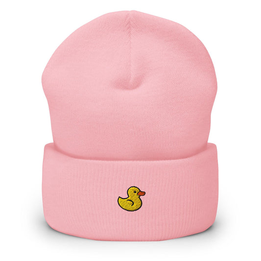 Rubber Duck Beanie, Handmade Cuffed Knit Unisex Slouchy Adult Winter Hat Cap Gift, Kawaii