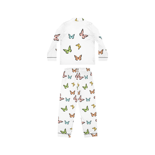 Butterfly Satin Pajamas Set, Women's Nightwear, Butterfly Print Pajama Set, Sleepwear Gift for Her, Satin Sleep Set, Women's Butterfly