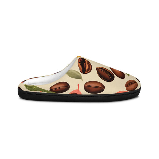 Men's Slippers Coffee Bean Design Gift-for-Coffee-Lover CoffeeBeans Plant Stages Beige Men's Indoor Footwear House Shoes Father's Day