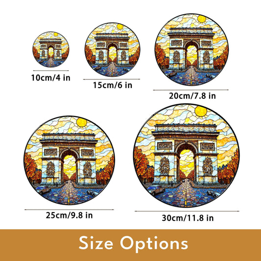 Stained Glass Arc de Triomphe Suncatcher Handmade Window Decor Paris Artwork Gift for Home Lovers