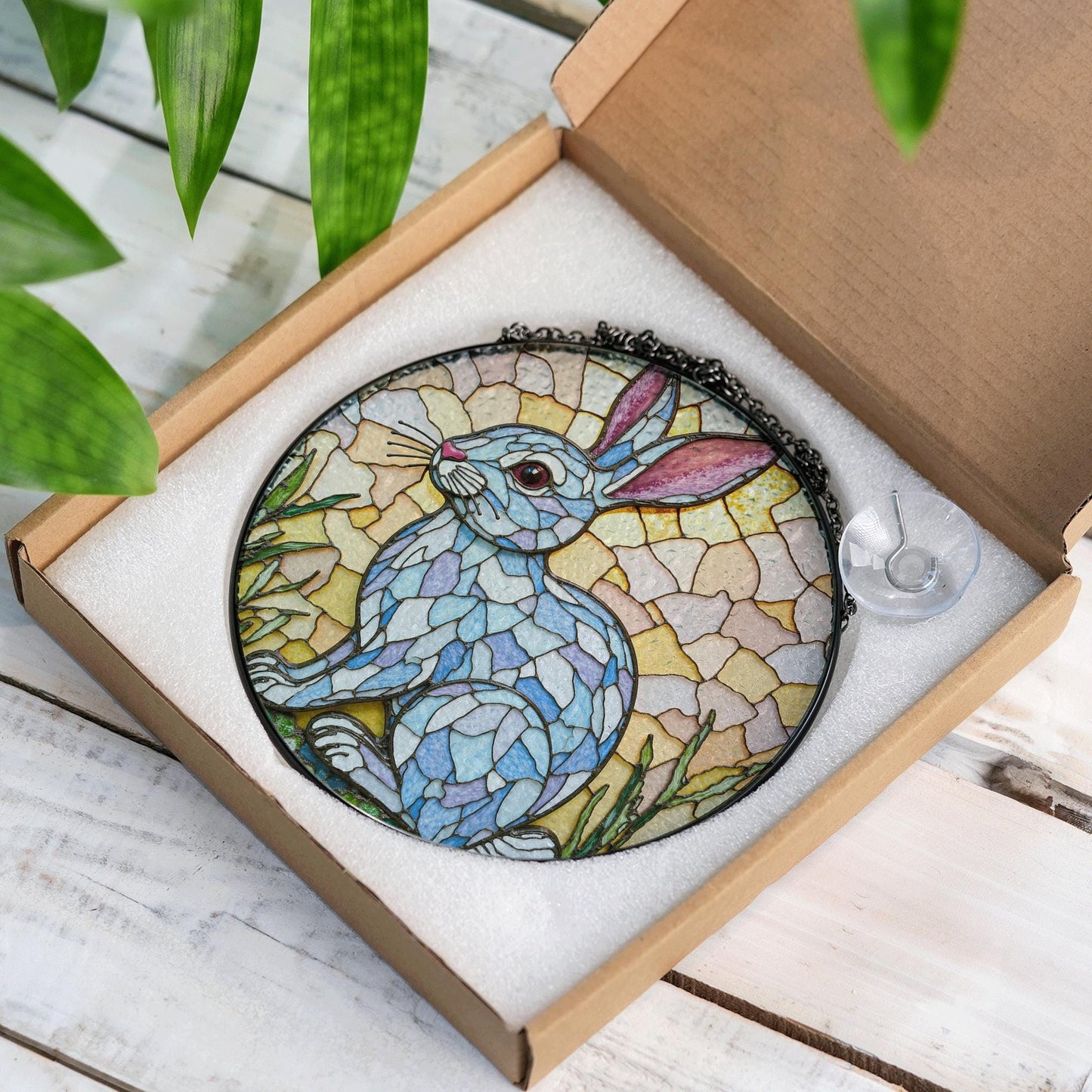 Stained Glass Rabbit Suncatcher Unique Window Decor Gift for Animal Lovers