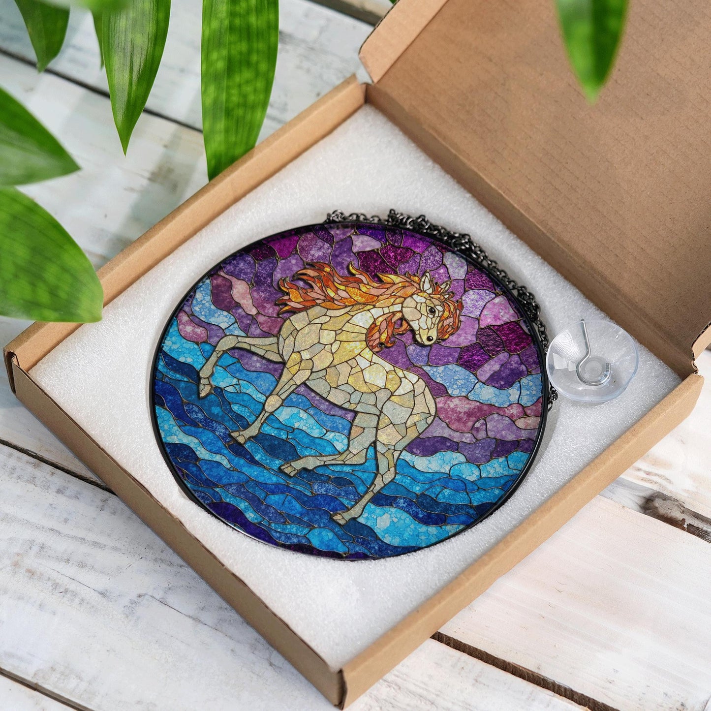 Stained Glass Unicorn Suncatcher Rainbow Decor Gift for Unicorn Lovers