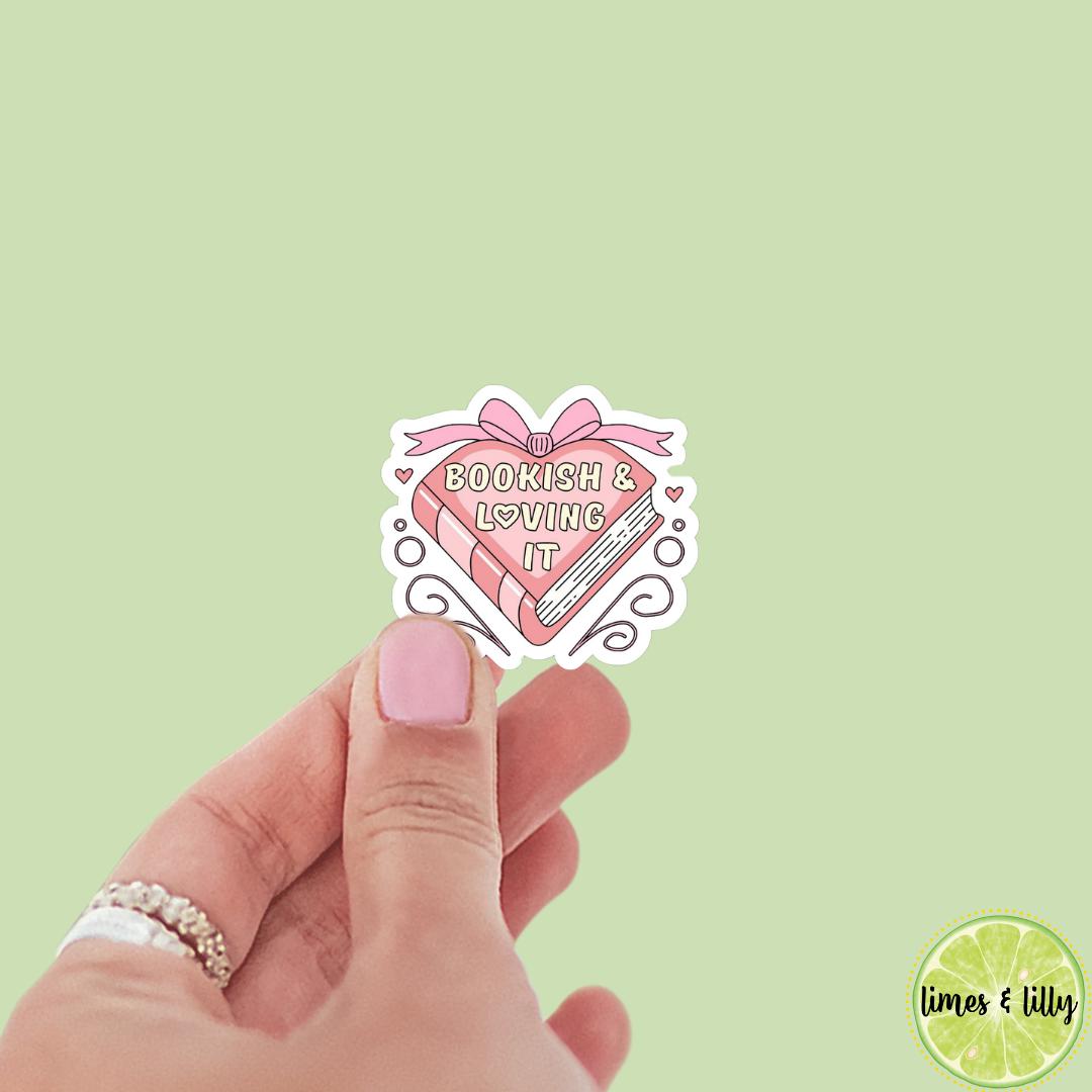 Bookish Girlie Coquette Bows Heart Sticker | Kindle Sticker | Book Club | Bookish Sticker | Funny | Die Cut | Decal | Pink Stickers | Bow