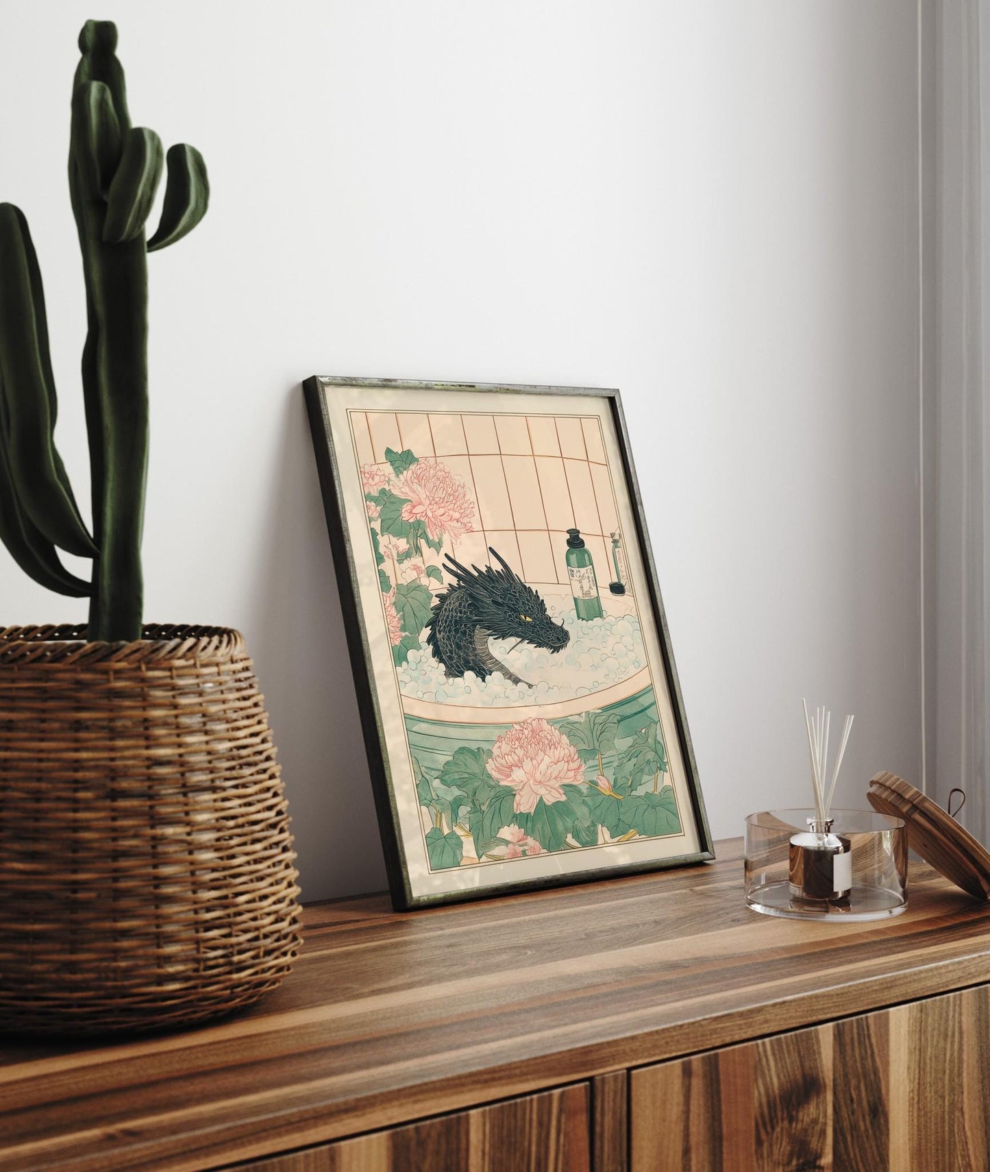 Black Dragon Bathroom Print: Japanese Ukiyo-e Art