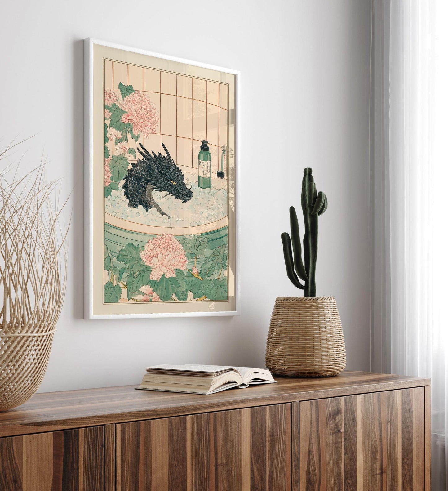 Black Dragon Bathroom Print: Japanese Ukiyo-e Art