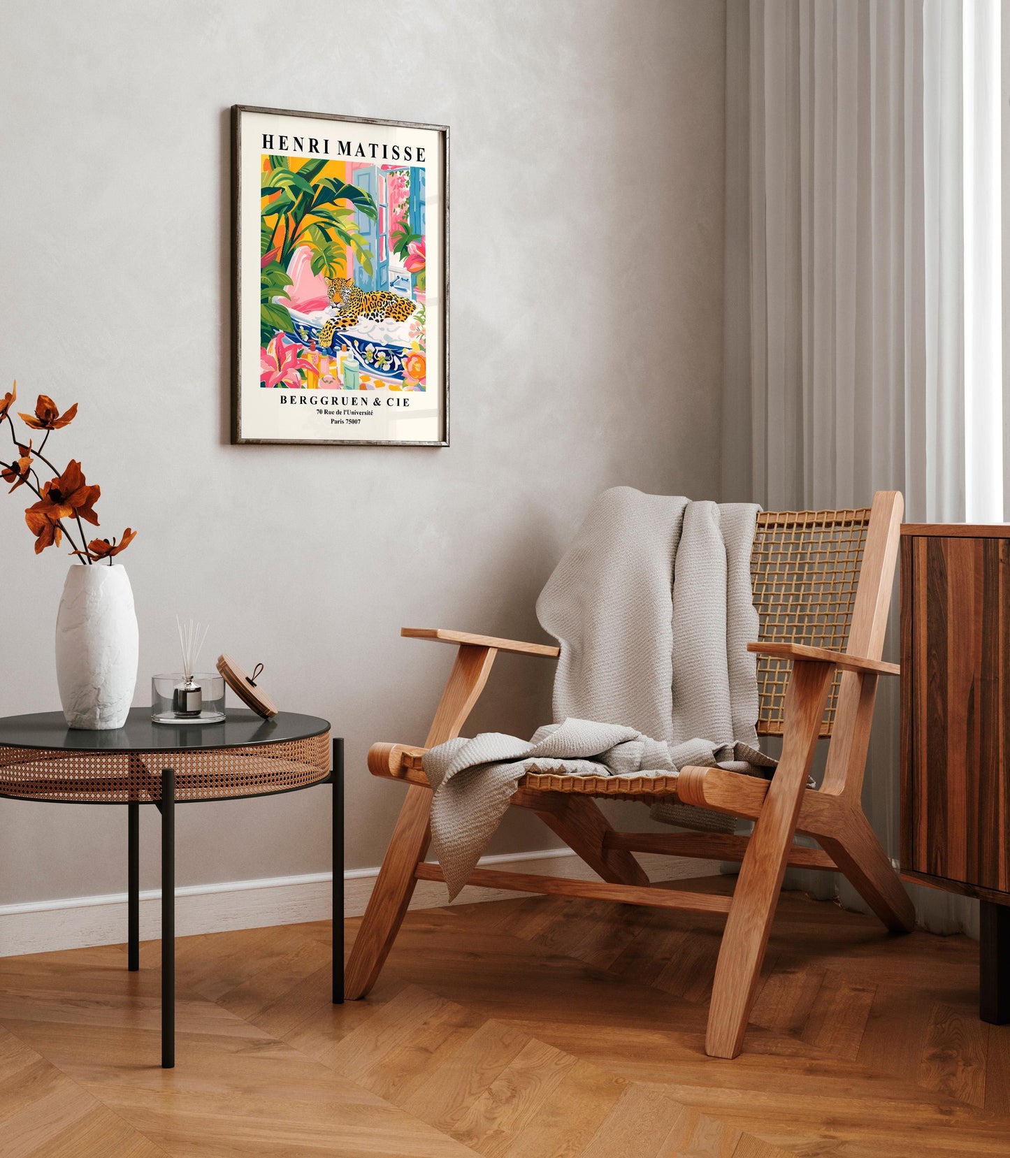 Leopard in Bathtub Art Print: Henri Matisse Style Bathroom Wall Decor
