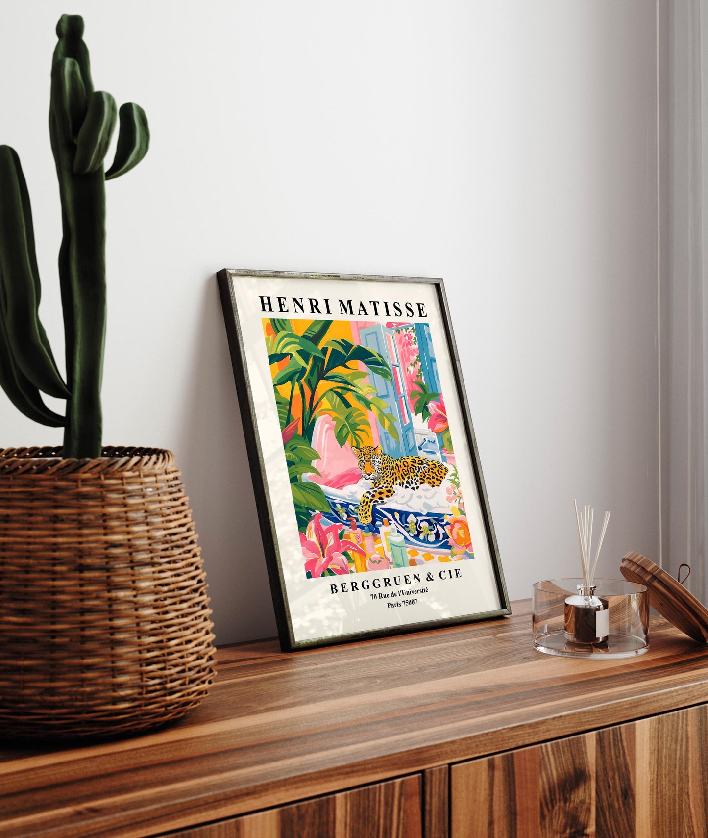 Leopard in Bathtub Art Print: Henri Matisse Style Bathroom Wall Decor