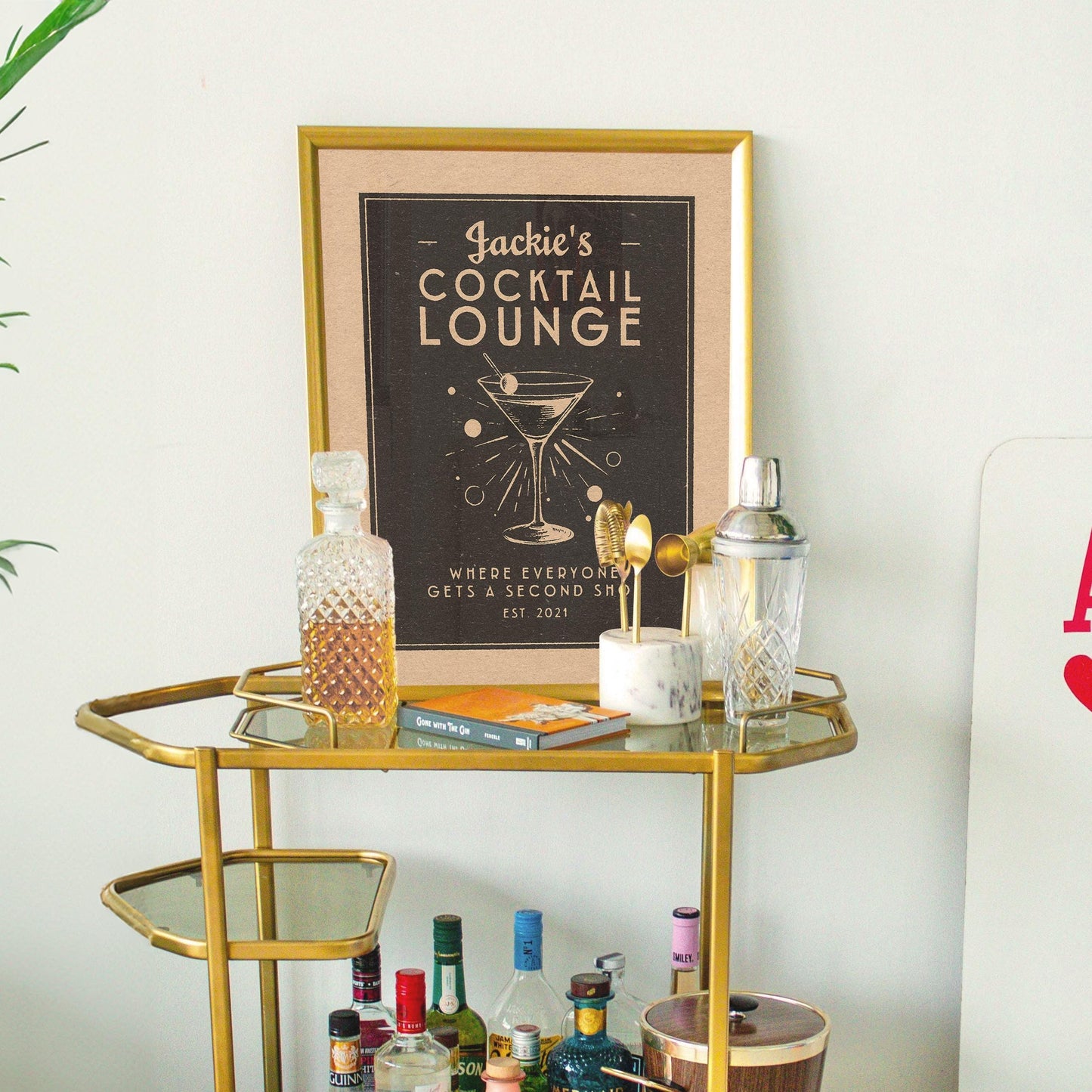 Martini Print, Cocktail Poster, Speakeasy Bar Cart Decor | Bar Cart Prints | Martini Art, Cocktail Wall Art