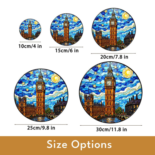 Big Ben Stained Glass Suncatcher Starry Night London Skyline Gift for Her