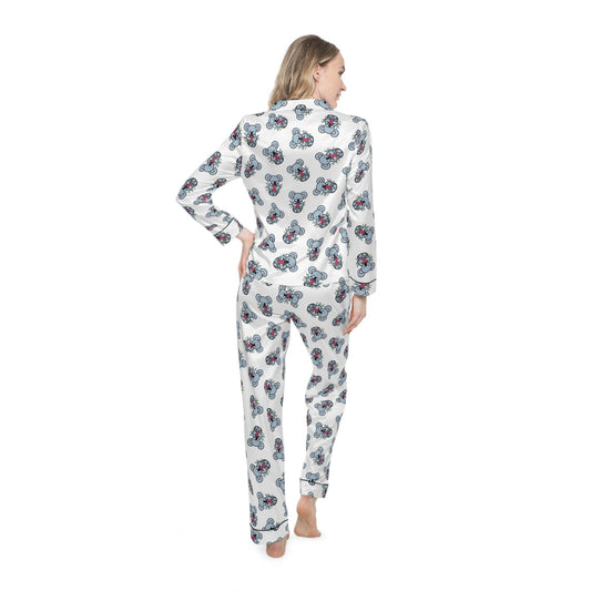 Chic Floral Satin Koala Pajamas, Soft Women's Sleepwear for Relaxation, Cozy Loungewear, Perfect for Gift Giving, Travel Essentials