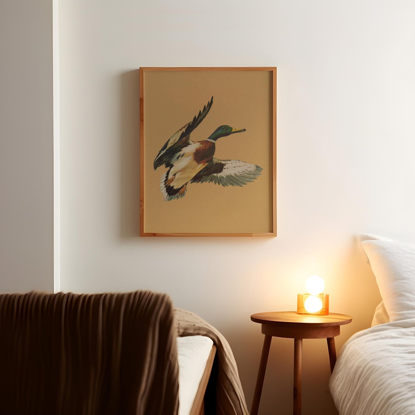 Vintage Flying Mallard Print Retro Outdoors Magazine Screen Print Styled Poster Cabin Cottage Wall Art Waterfowl Duck Hunting Poster for Dad