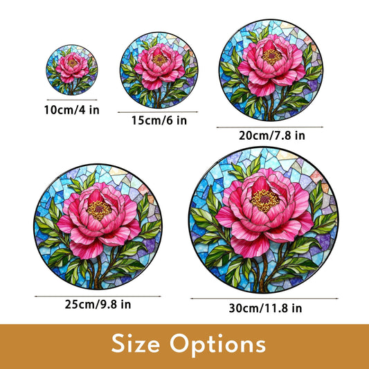 Pink Peony Stained Glass Suncatcher for Window Beautiful Floral Gift for Mother or Friend