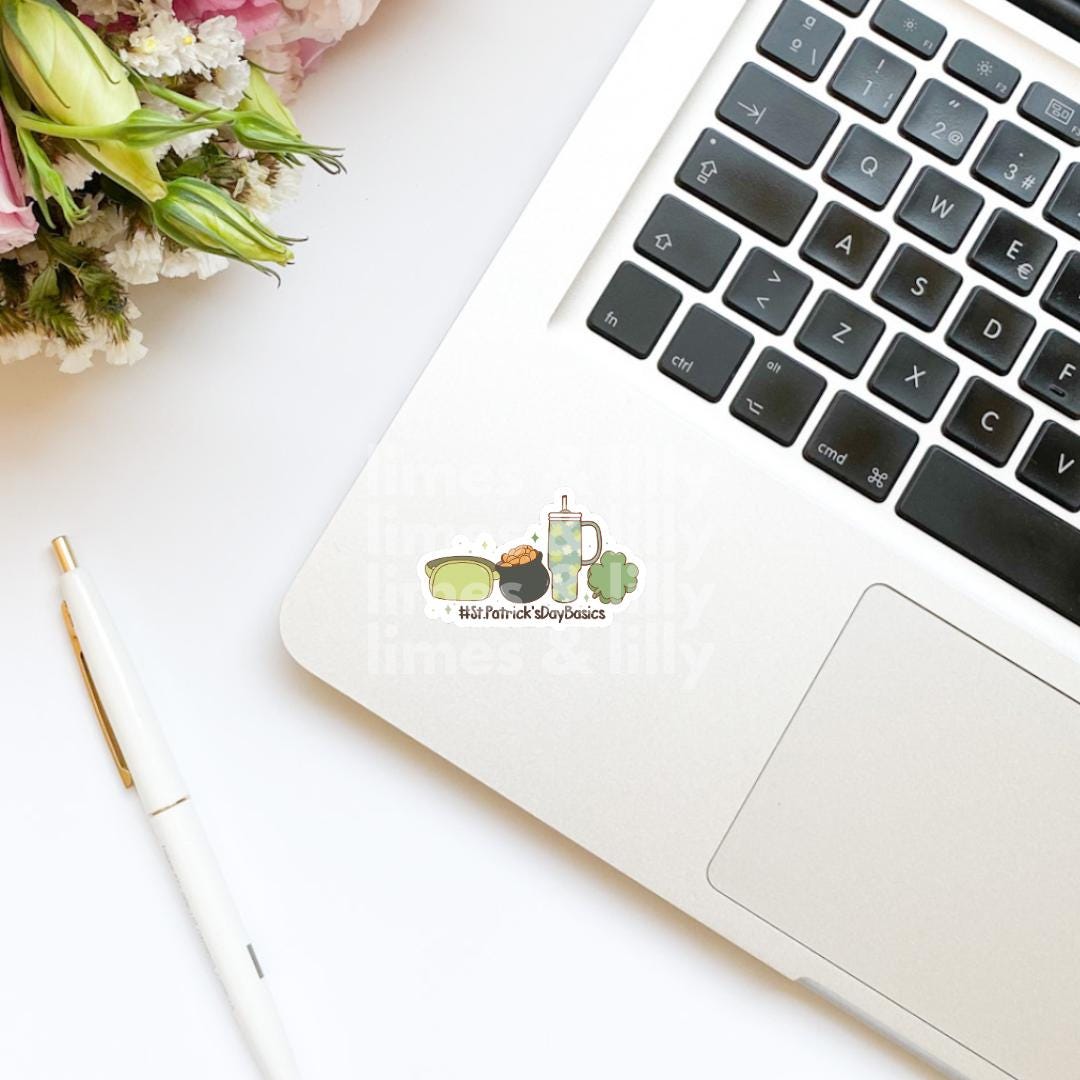St. Patrick’s Day Basics Vinyl Sticker | Belt Bag | Water Cup | Pot of Gold | Shamrock | Irish Sticker | Kindle Stickers | Laptop |