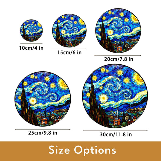 Stained Glass Starry Night Suncatcher Window Hanging Gift for Art Lovers