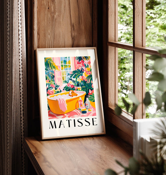 Guinea Pig Art Print: Matisse Style Bathroom Decor