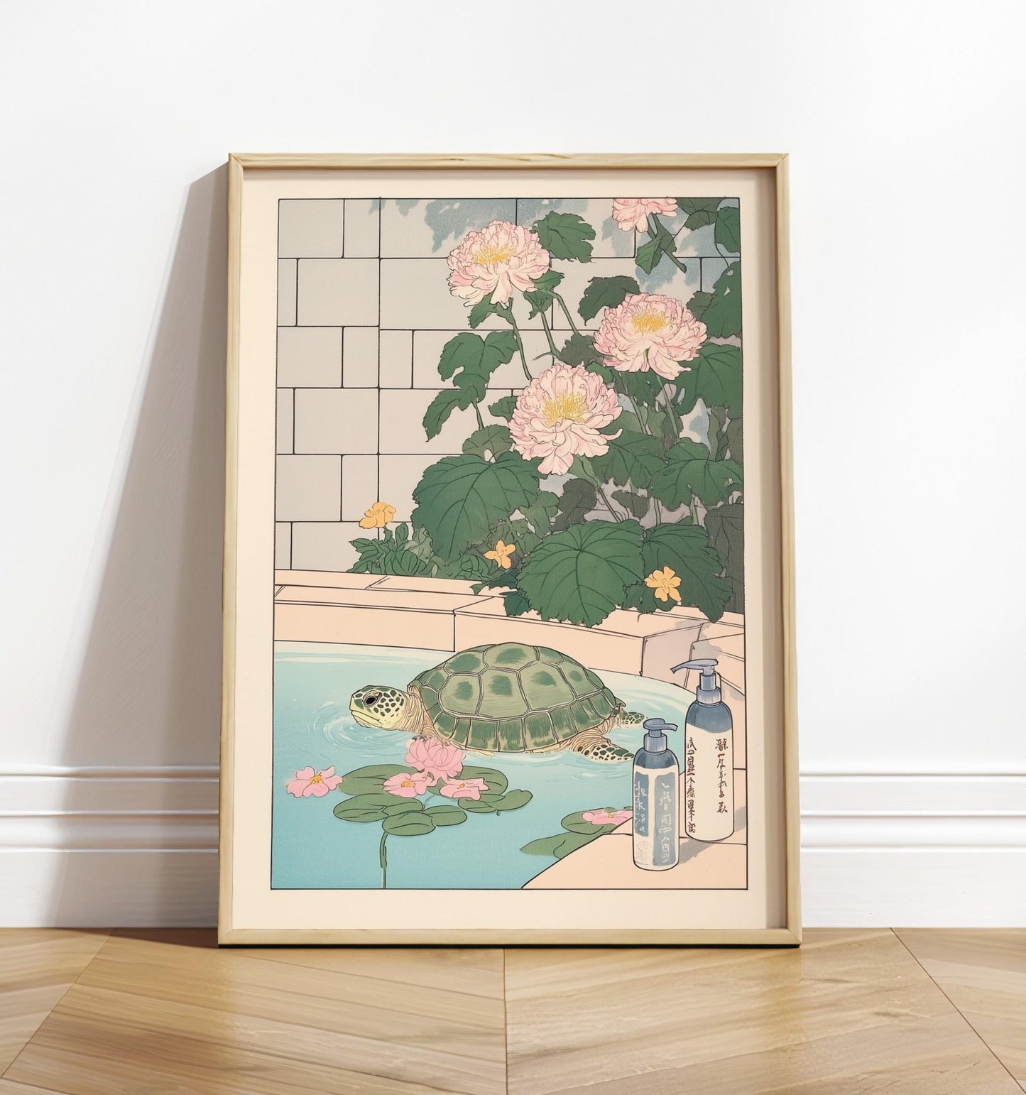 Sea Turtle Bathroom Print: Ukiyo-e Japanese Art Poster