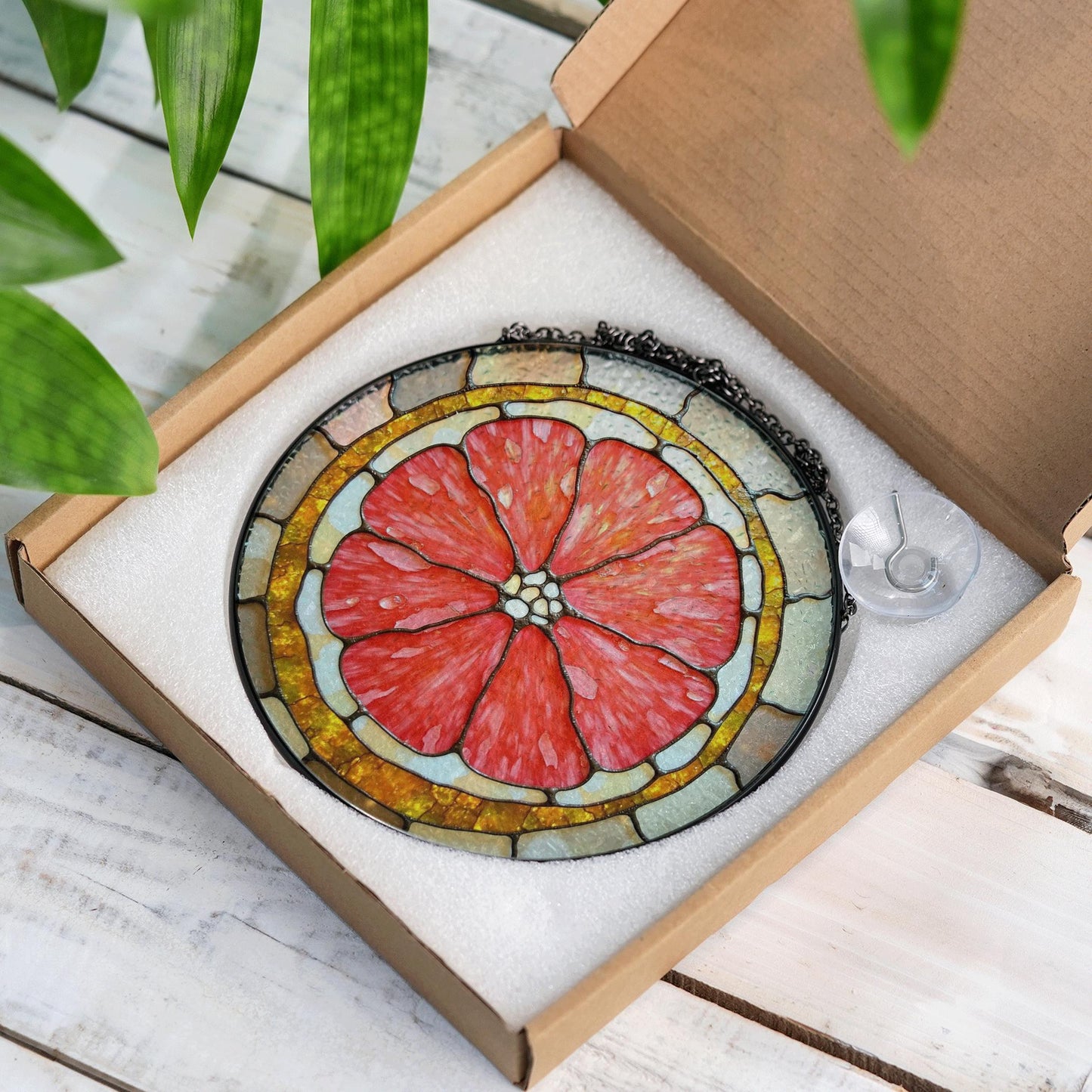 Red Flower Stained Glass Suncatcher Window Decor Gift for Mom Friend Birthday