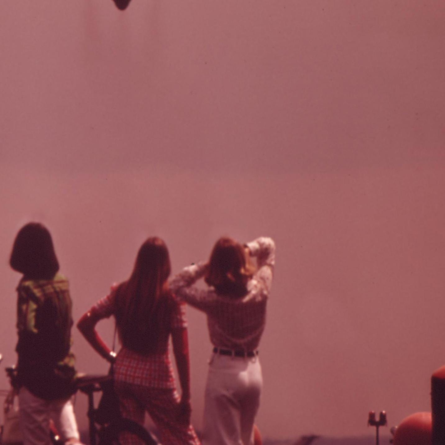 Women Watching Airplane Takeoff Photo Print Fine Art Photography Summer Y2K Photo Retro 1970s Nostalgia Wall Decor Pink Sunset Wall Art