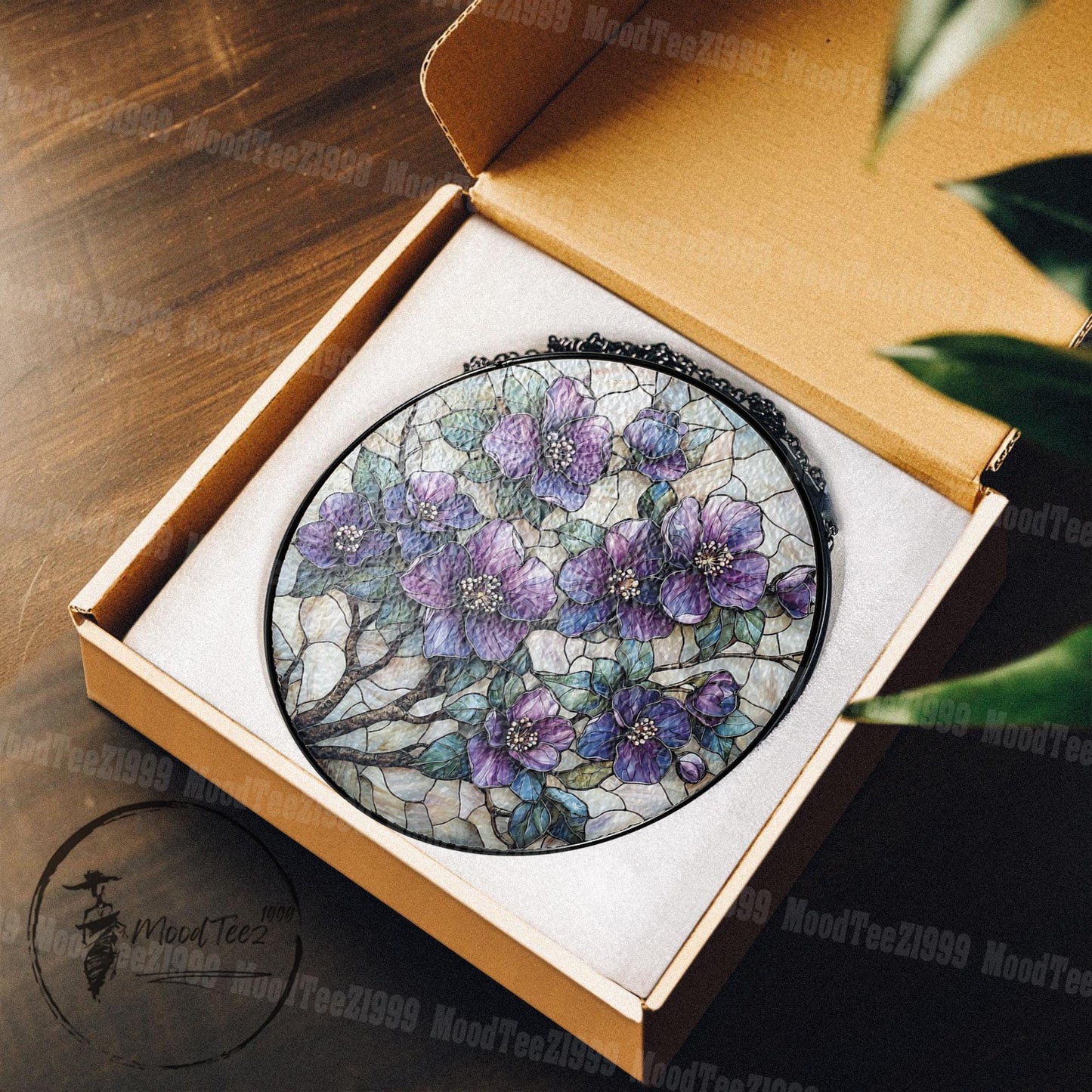 Handmade Stained Glass Violet Art, Purple Flower Sun Catcher, Floral Window Ornament, Unique Home Decor, Gift for Flower Lovers