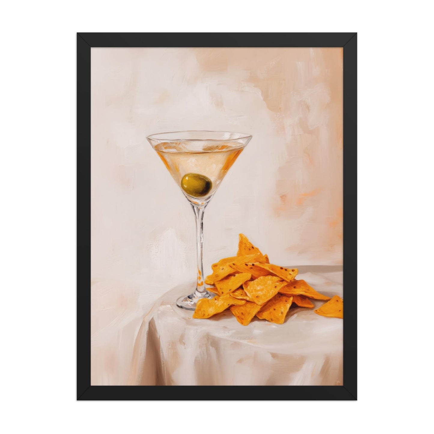 Dirty Martini & Nacho Cheese Chips Art Print: Quirky Bar Cart Decor