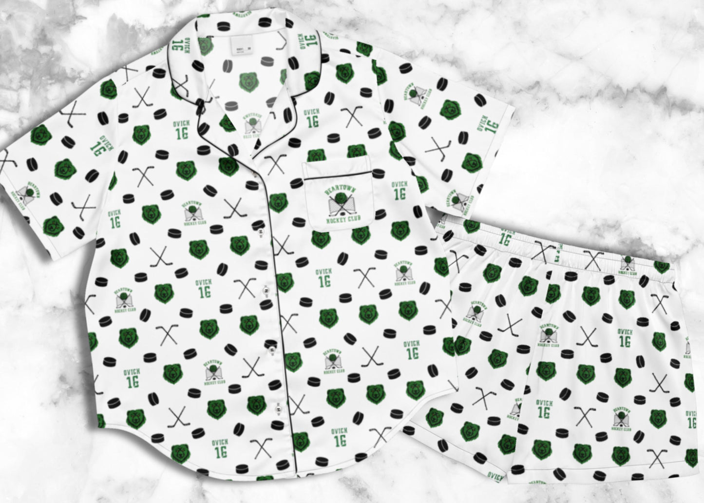 Beartown Hockey Club Benji Ovich 16 Short Sleeve Pajama Top or Matching Shorts for Reader Booktok Librarian