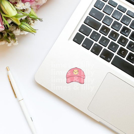 Cute Smiley Face Hat Vinyl Sticker | Bookish Stickers | Kindle Stickers | Water Bottle Stickers | Trendy Stickers