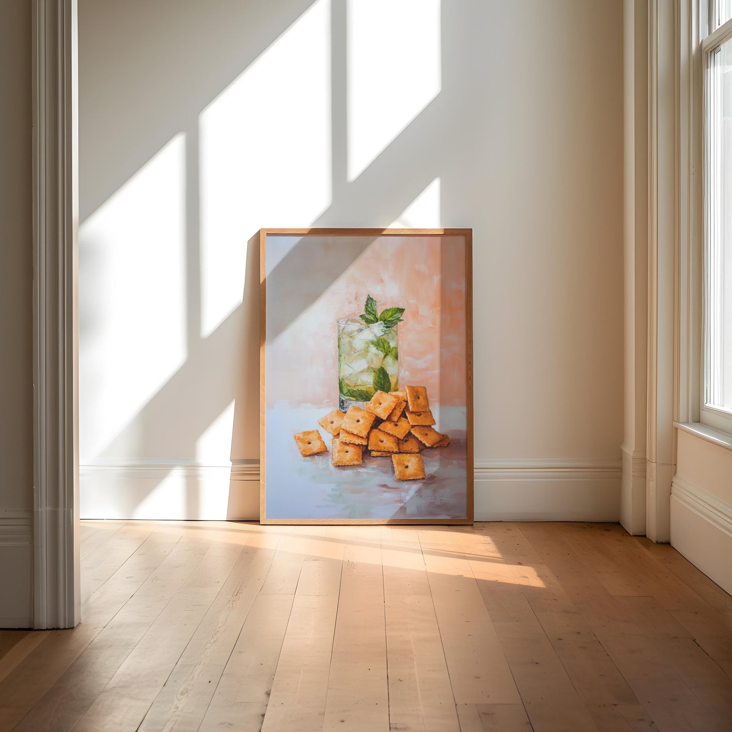 Mojito & Cheese Crackers Art Print: Quirky Bar Cart Decor