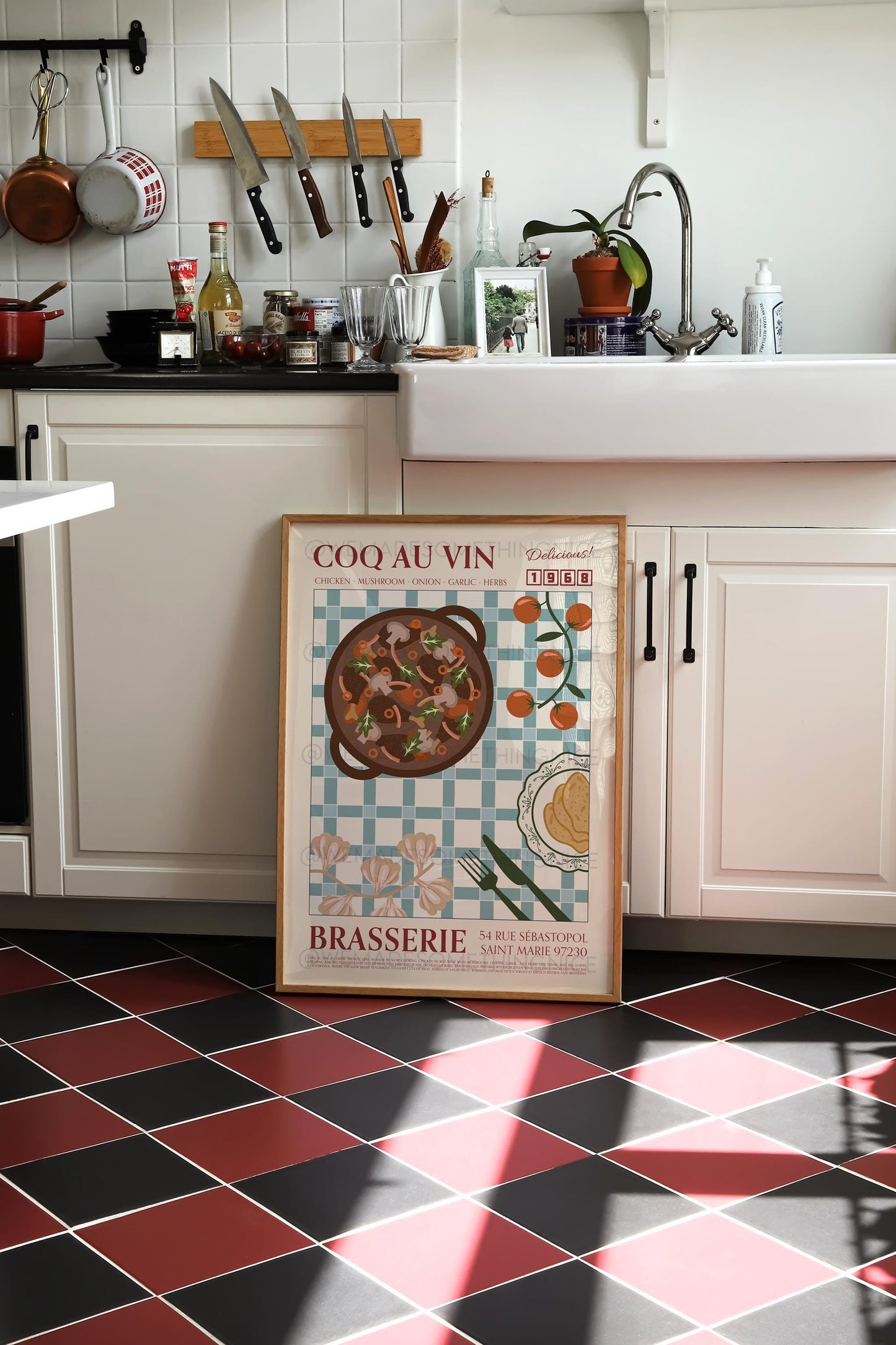 Coq Au Vin Poster, Kitchen Art, Kitchen Poster, Kitchen Print, Food Print, Modern Kitchen Decor, Retro Poster, Coffee Poster