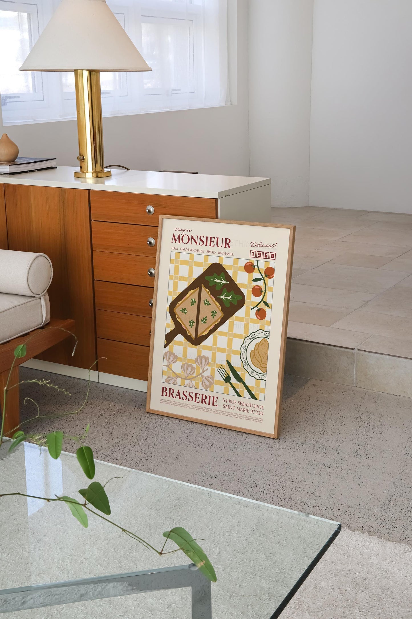 Croque Monsieur Poster, Kitchen Art, Kitchen Poster, Kitchen Print, Food Print, Modern Kitchen Decor, Retro Poster, Coffee Poster