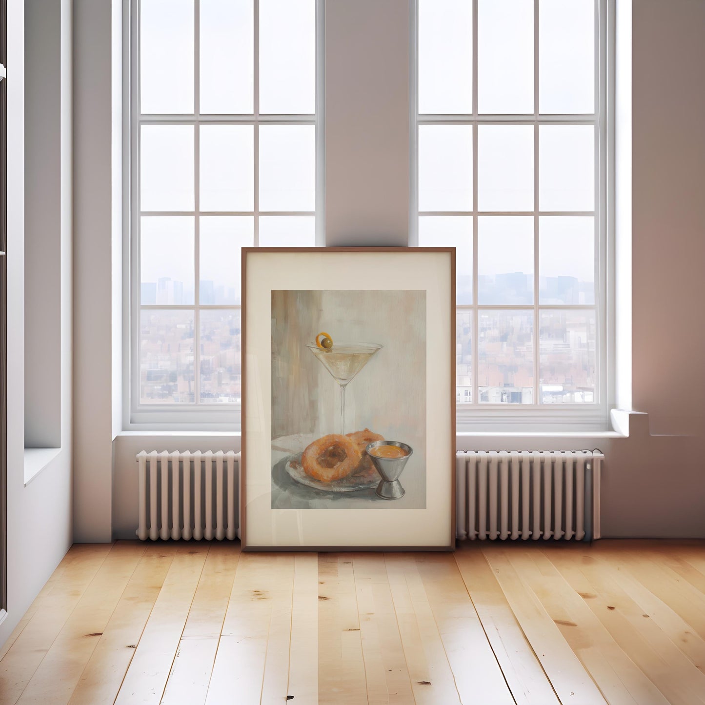 Dirty Martini with Onion Rings Art Print | Cute Quirky Whimsical | Cocktail Art Bar Cart Decor | Trendy Wall Art | Funny Food Art Gift