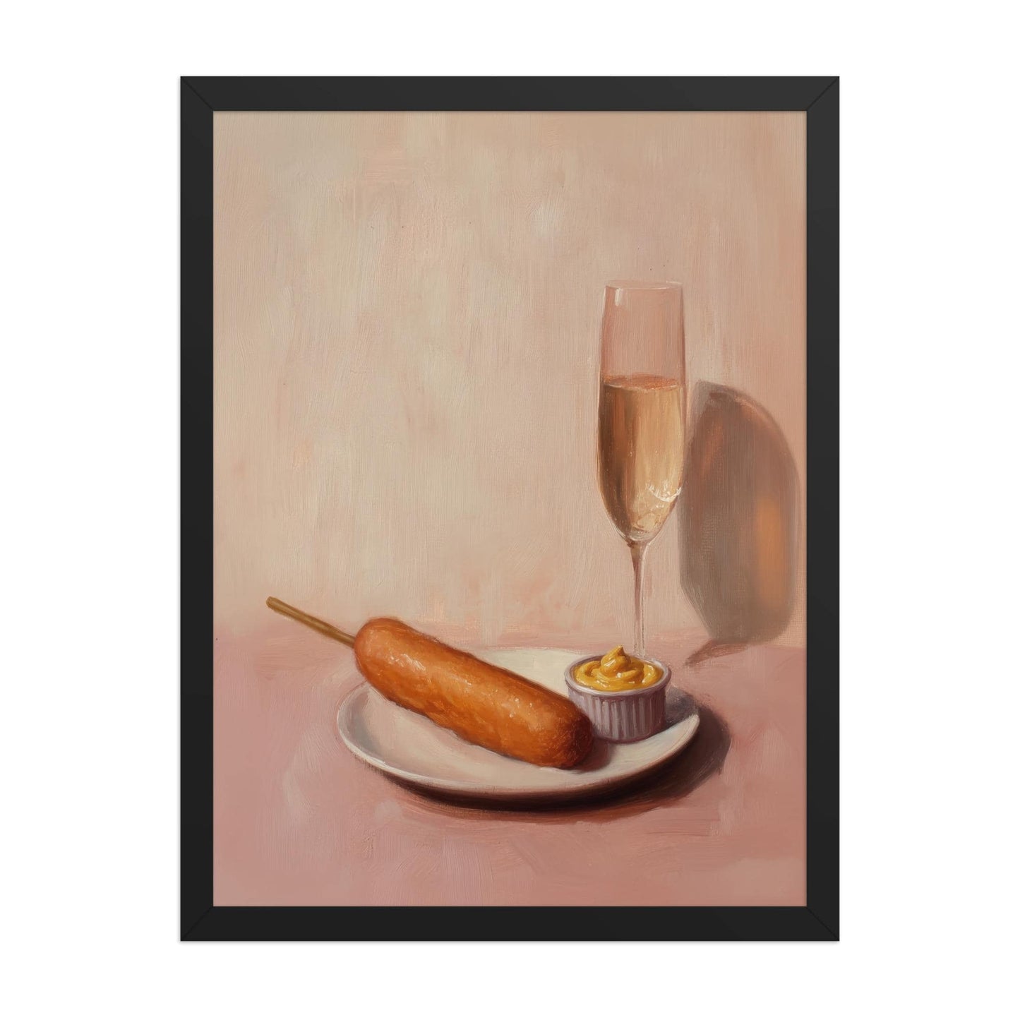 Champagne and Corndog Fine Art Print | Cute Quirky Whimsical | Cocktail Art Bar Cart Decor | Trendy Home Wall Art | Corndog Wall Art Gift